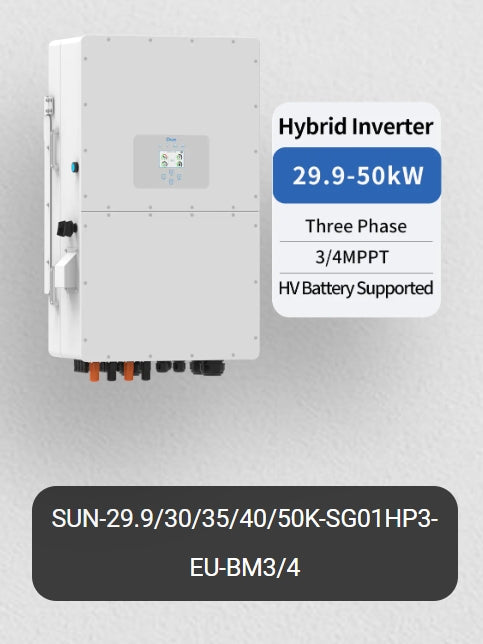 Deye 30KW 35KW 40KW 50KW Hybrid Inverter SUN-29.9/30/35/40/50K-SG01HP3-EU-BM3/4