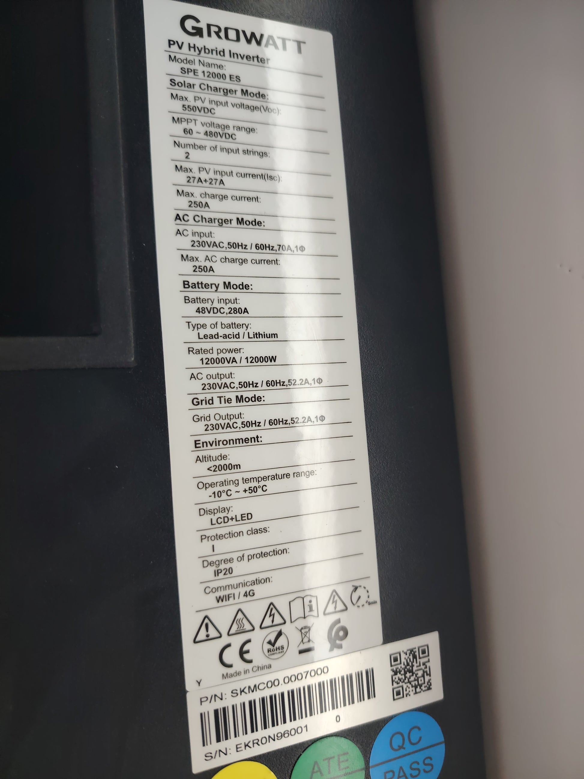 Growatt 12KW Hybrid Inverter SPE 12000 ES